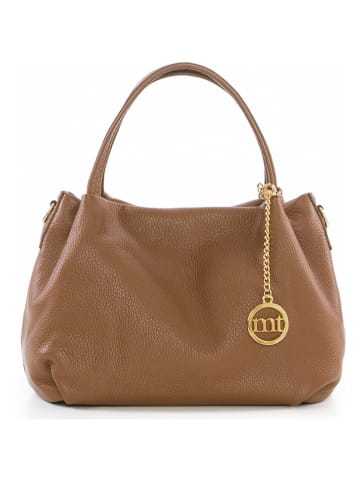 Mia Tomazzi Leren handtas "Maggiore" lichtbruin - (B)28 x (H)20 x (D)12 cm