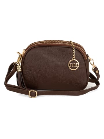 Mia Tomazzi Leren schoudertas "Gradisca" donkerbruin - (B)22 x (H)16 x (D)7 cm