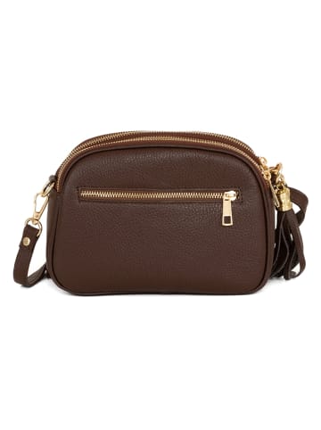 Mia Tomazzi Leren schoudertas "Gradisca" donkerbruin - (B)22 x (H)16 x (D)7 cm