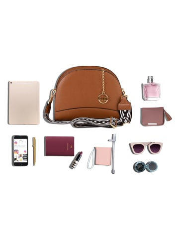 Mia Tomazzi Leren schoudertas "Marghera" lichtbruin - (B)26 x (H)20 x (D)8 cm