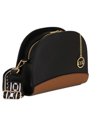 Mia Tomazzi Leder-Umhängetasche in Schwarz/ Cognac - (B)26 x (H)20 x (T)8 cm