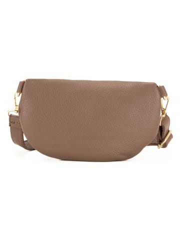 Mia Tomazzi Leder-Brustbeutel "Perugino" in Taupe - (B)23 x (H)13 x (T)2 cm