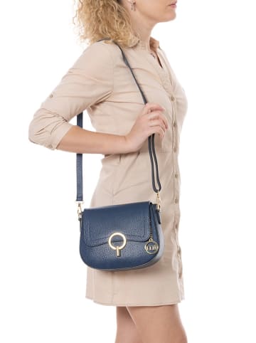 Mia Tomazzi Leder-Umhängetasche "Carracci" in Blau - (B)23 x (H)18 x (T)7,5 cm