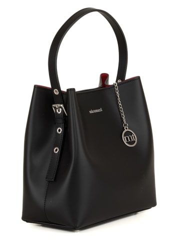 Mia Tomazzi Leren schoudertas zwart - (B)28 x (H)28 x (D)14 cm