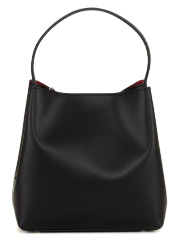 Mia Tomazzi Leren schoudertas zwart - (B)28 x (H)28 x (D)14 cm