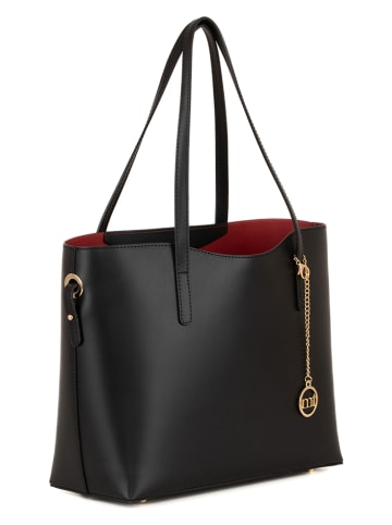 Mia Tomazzi Leren schoudertas "Gracchi" zwart - (B)35 x (H)30 x (D)15 cm