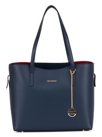 Mia Tomazzi Leder-Schultertasche in Dunkelblau - (B)35 x (H)30 x (T)15 cm