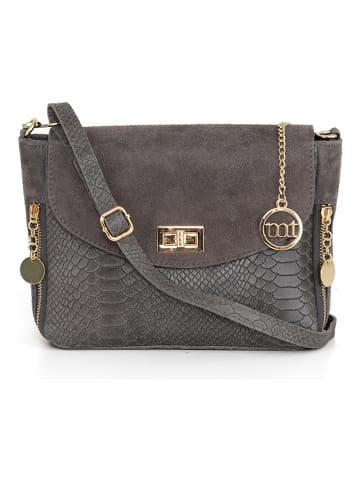 Mia Tomazzi Skórzana torebka "Dergano" w kolorze ciemnoszarym - 26 x 21 x 10 cm