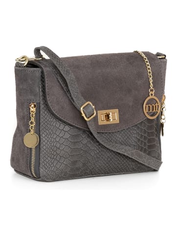 Mia Tomazzi Leren schoudertas "Dergano" donkergrijs - (B)26 x (H)21 x (D)10 cm