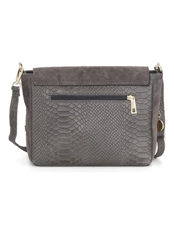 Mia Tomazzi Skórzana torebka "Dergano" w kolorze ciemnoszarym - 26 x 21 x 10 cm