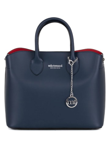Mia Tomazzi Leren handtas "Aspromonte" donkerblauw - (B)32 x (H)26 x (D)16 cm
