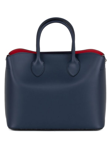 Mia Tomazzi Skórzana torebka "Aspromonte" w kolorze granatowym - 32 x 26 x 16 cm