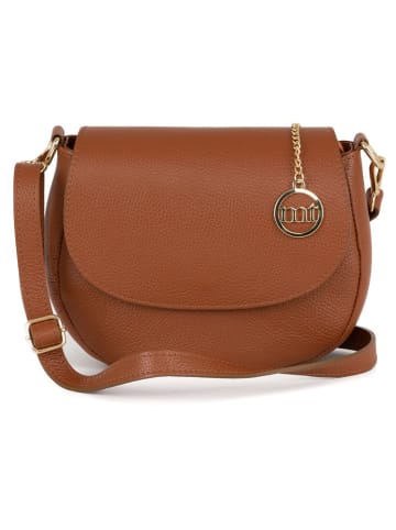 Mia Tomazzi Leren schoudertas "Eschilo" lichtbruin - (B)23 x (H)19 x (D)8 cm