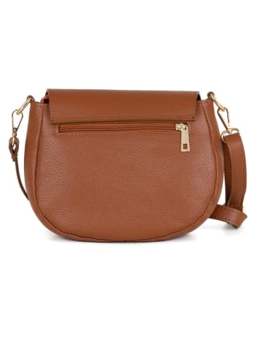 Mia Tomazzi Leren schoudertas "Eschilo" lichtbruin - (B)23 x (H)19 x (D)8 cm