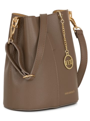 Mia Tomazzi Leder-Umhängetasche in Taupe - (B)20 x (H)23 x (T)14 cm