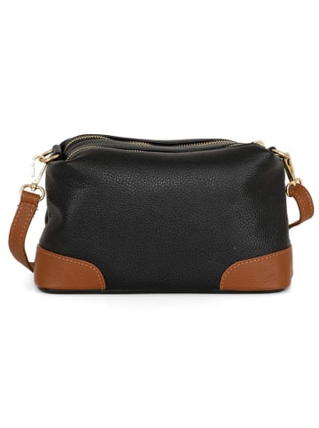 Mia Tomazzi Skórzana torebka w kolorze czarno-brązowym - 25 x 15 x 10 cm