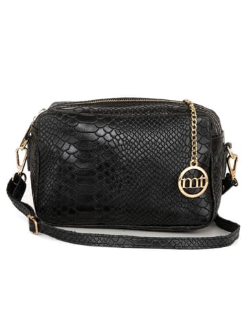 Mia Tomazzi Leder-Umhängetasche in Schwarz - (B)21 x (H)14 x (T)8 cm