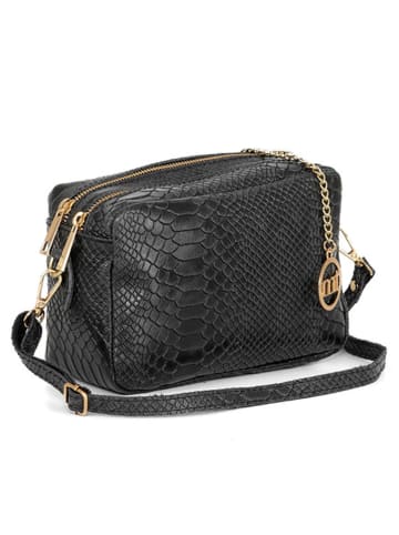 Mia Tomazzi Leder-Umhängetasche in Schwarz - (B)21 x (H)14 x (T)8 cm