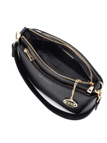 Mia Tomazzi Leren schoudertas "Bardolino" zwart - (B)25 x (H)17 x (D)13 cm