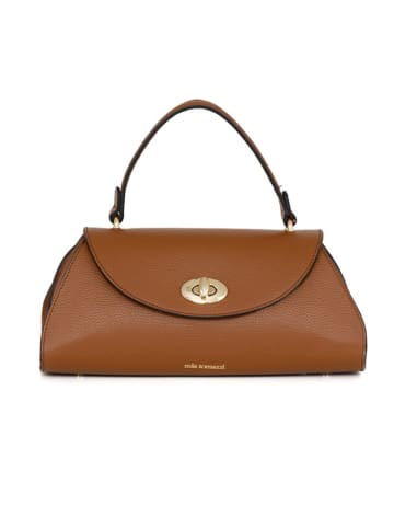Mia Tomazzi Leren handtas "Bardelli" lichtbruin - (B)33 x (H)15 x (D)15 cm
