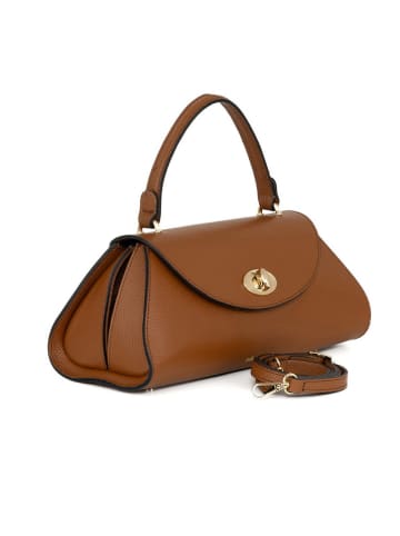 Mia Tomazzi Leder-Henkeltasche "Bardelli" in Hellbraun - (B)33 x (H)15 x (T)15 cm