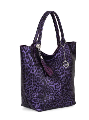 Mia Tomazzi Skórzany shopper bag "Barozzi" w kolorze fioletowym - 31 x 36 x 20 cm