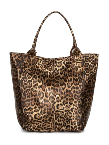 Mia Tomazzi Leren shopper "Barozzi" bruin - (B)31 x (H)36 x (D)20 cm