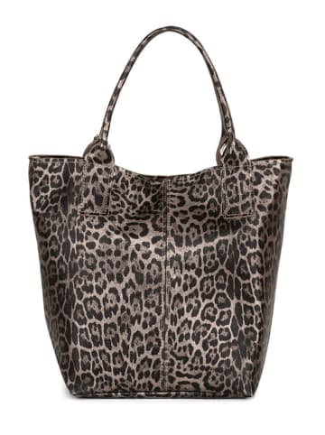 Mia Tomazzi Skórzany shopper bag "Barozzi" w kolorze szarobrązowym - 31 x 36 x 20 cm