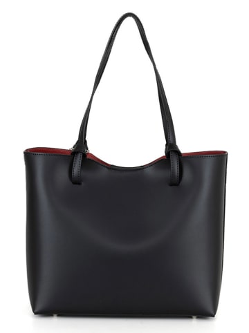 Mia Tomazzi Leder-Schultertasche "Zanella" in Schwarz - (B)31 x (H)26 x (T)14 cm