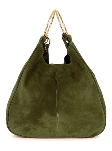 Mia Tomazzi Leder-Schultertasche ''Tarabella'' in Grün - (B)34 x (H)30 x (T)11 cm