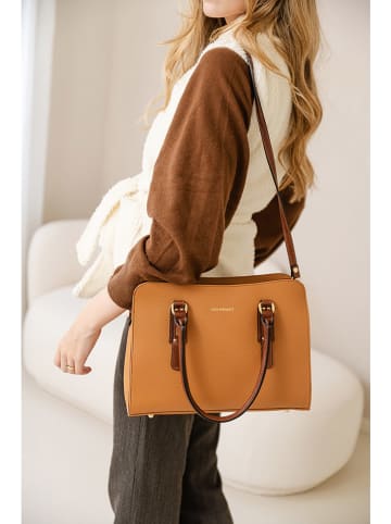 Mia Tomazzi Leder-Henkeltasche in Hellbraun - (B)34 x (H)25 x (T)12 cm