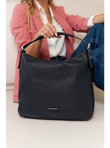 Mia Tomazzi Leren schoudertas ''Ferrucci'' zwart - (B)37 x (H)33 x (D)15,5 cm