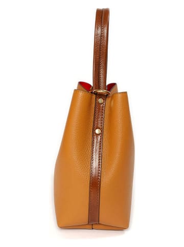 Mia Tomazzi Leren schoudertas ''Fusetti'' geel - (B)34 x (H)24,5 x (D)12,5 cm