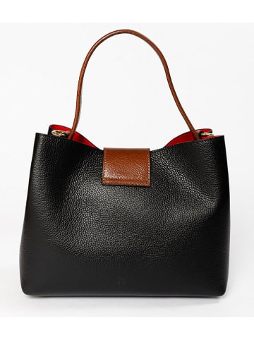 Mia Tomazzi Leder-Henkeltasche "Fusetti" in Schwarz - (B)34 x (H)25 x (T)13 cm