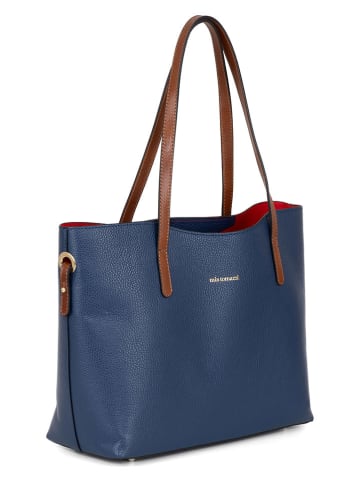 Mia Tomazzi Leren schoudertas ''Lussino'' blauw - (B)35 x (H)30 x (D)15 cm