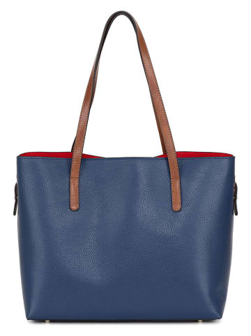 Mia Tomazzi Leder-Schultertasche ''Lussino'' in Blau - (B)35 x (H)30 x (T)15 cm