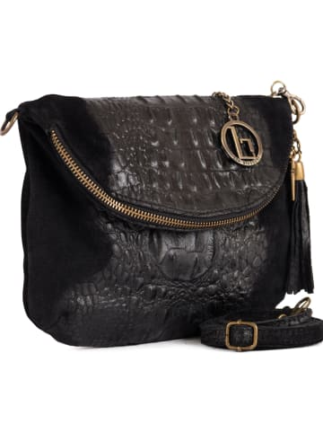 Lia Biassoni Leren schoudertas "Endine" zwart - (B)22 x (H)18 x (D)2 cm