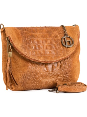 Lia Biassoni Leder-Umhängetasche "Endine" in Braun - (B)22 x (H)18 x (T)2 cm