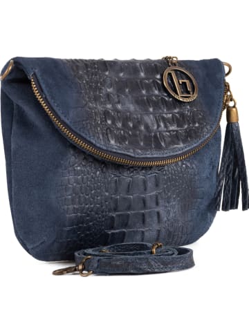 Lia Biassoni Leren schoudertas "Endine" donkerblauw - (B)22 x (H)18 x (D)2 cm