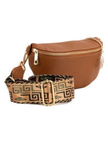 Lia Biassoni Leder-Umhängetasche "Irpino" in Hellbraun - (B)23 x (H)12 x (T)2 cm