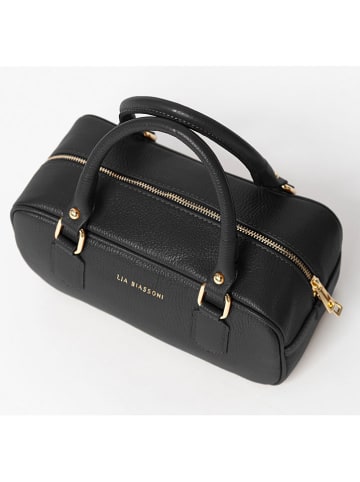 Lia Biassoni Leder-Henkeltasche "Cecita" in Schwarz - (B)27 x (H)12 x (T)12 cm