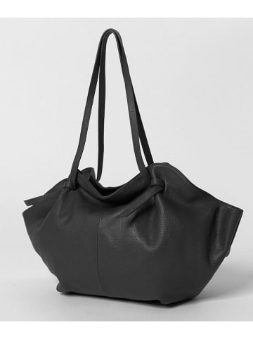 Lia Biassoni Leder-Schultertasche "Conza" in Schwarz - (B)60 x (H)33 x (T)15 cm