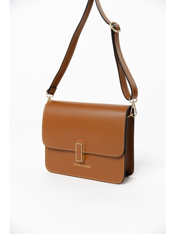 Lia Biassoni Leder-Schultertasche in Hellbraun - (B)22 x (H)19 x (T)7 cm