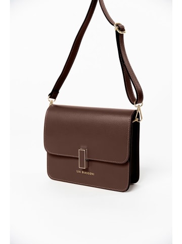 Lia Biassoni Skórzana torebka "Disueri" w kolorze ciemnobrązowym - 22 x 19 x 7 cm