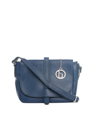 Lia Biassoni Leder-Umhängetasche "Mella" in Blau - (B)24 x (H)20 x (T)9 cm