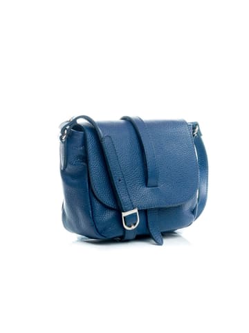 Lia Biassoni Leder-Umhängetasche "Mella" in Blau - (B)24 x (H)20 x (T)9 cm