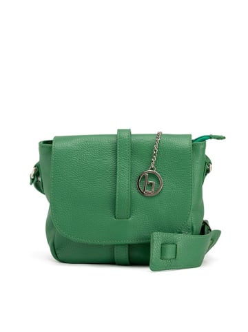 Lia Biassoni Leren schoudertas "Mella" groen - (B)24 x (H)20 x (D)9 cm