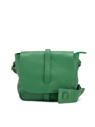 Lia Biassoni Leder-Umhängetasche "Mella" in Grün - (B)24 x (H)20 x (T)9 cm