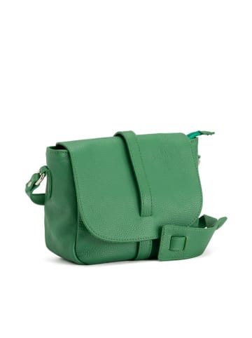 Lia Biassoni Skórzana torebka "Mella" w kolorze zielonym - 24 x 20 x 9 cm