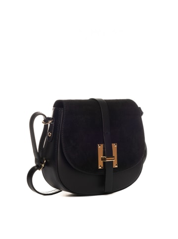 Lia Biassoni Leder-Umhängetasche "Adda" in Schwarz - (B)23 x (H)20 x (T)6 cm